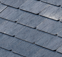 Tesla solar powered shingles textured glass